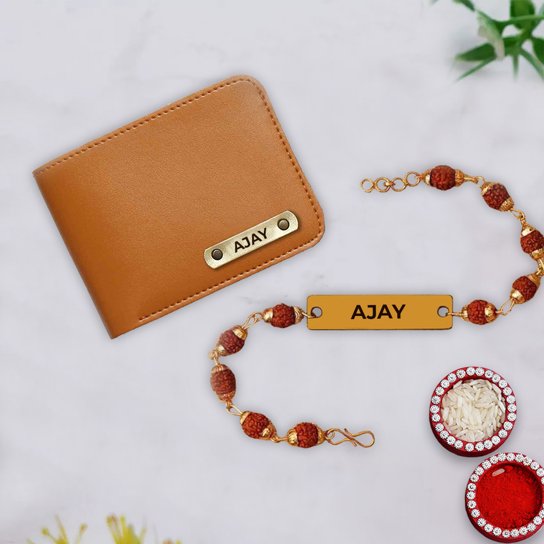Name Rakhi + Name Wallet Combo