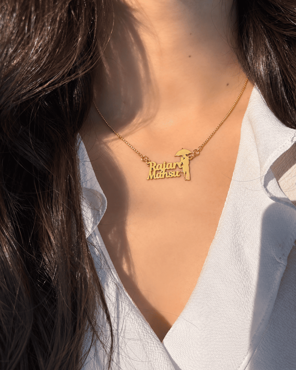 "Under My Umbrella" Personalized Couple Name Charm Necklace