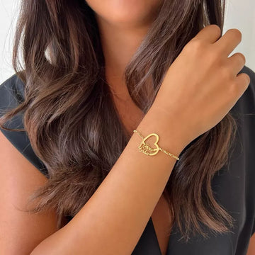 Big Heart Couple Name Bracelet