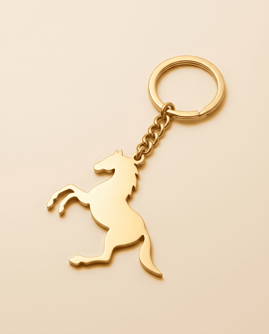 Golden Rearing Horse Silhouette Keychain