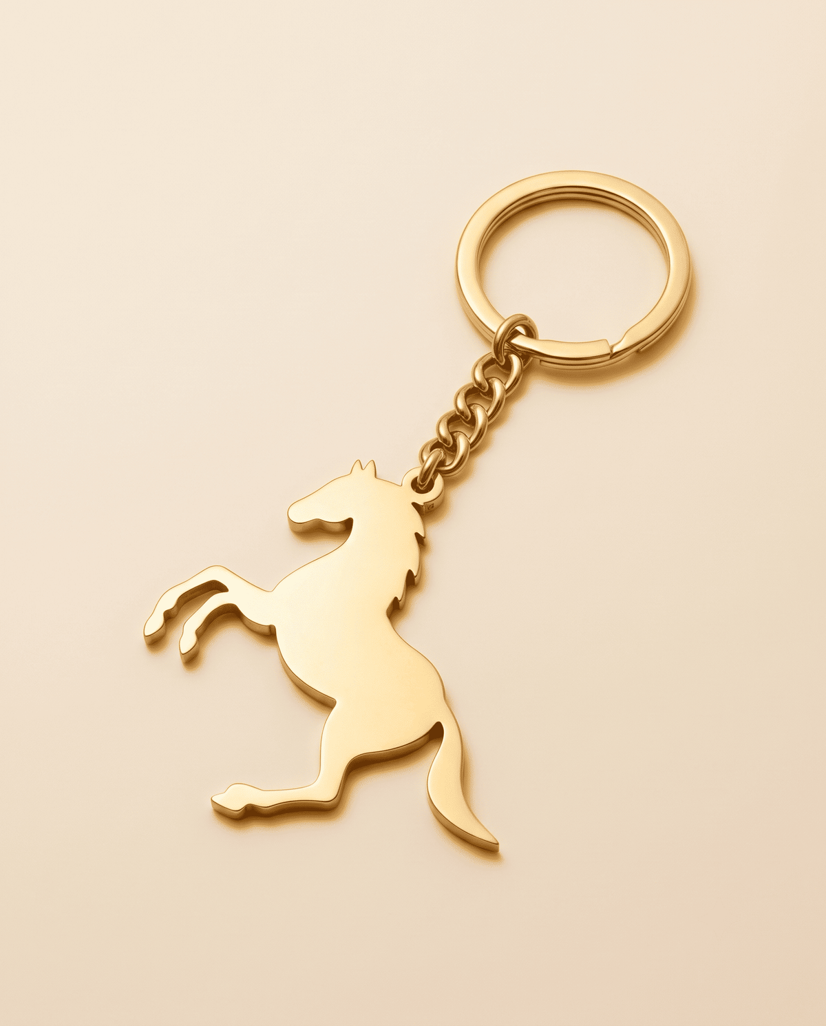 Golden Rearing Horse Silhouette Keychain