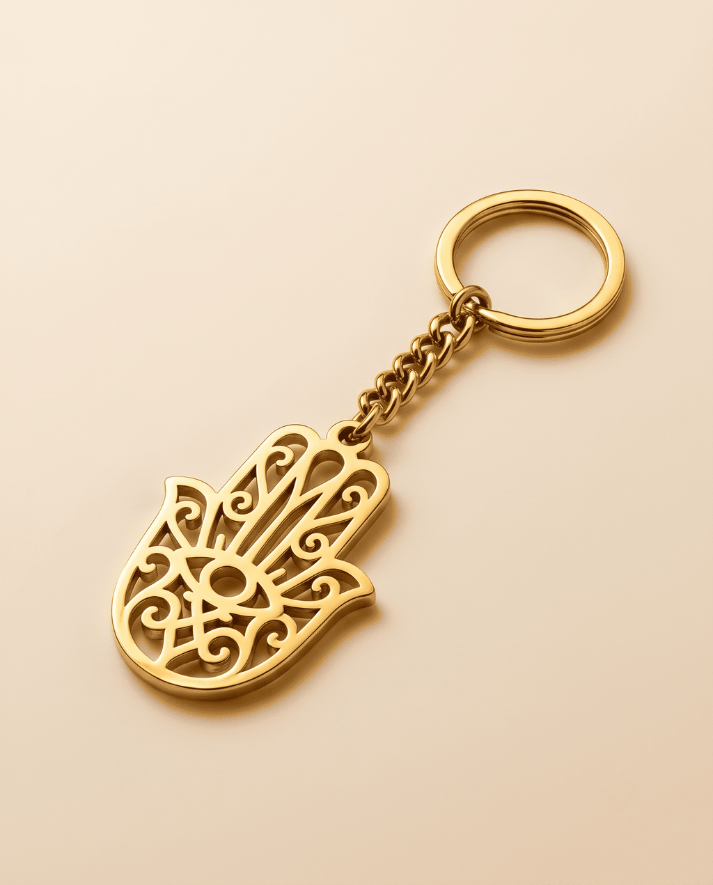 Golden Hamsa Hand Charm with Evil Eye