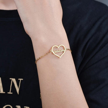 Big Heart Single Name Bracelet