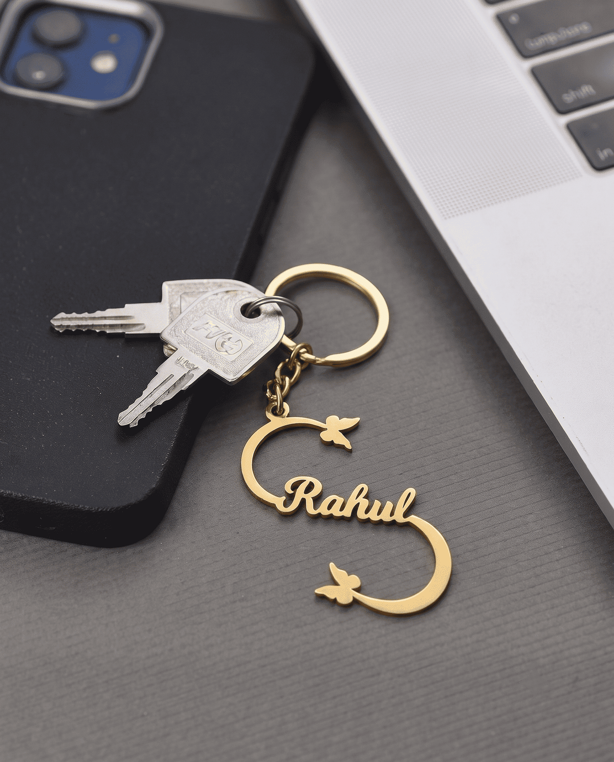 Custom Golden Butterfly Name Keychain