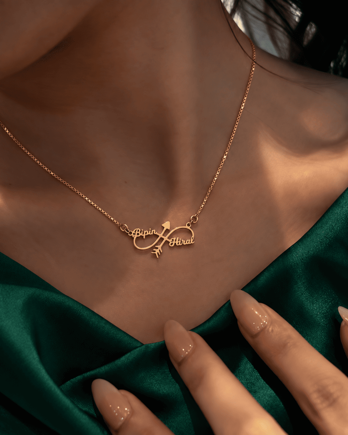 Infinite Arrow Couple Name Necklace