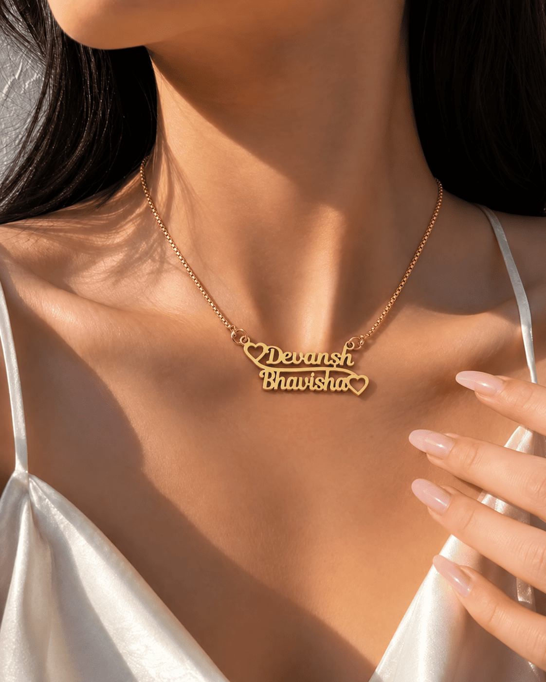"Dual Heart" Couple Name Necklace