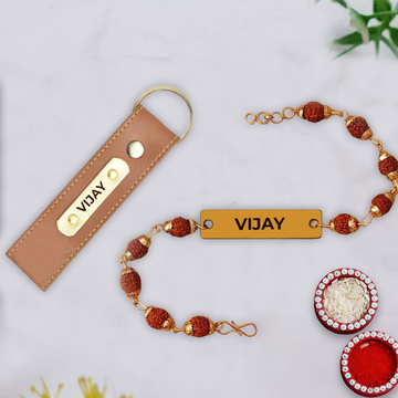 Name Rakhi + Name Keychain Combo