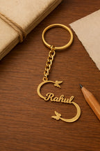 Custom Golden Butterfly Name Keychain