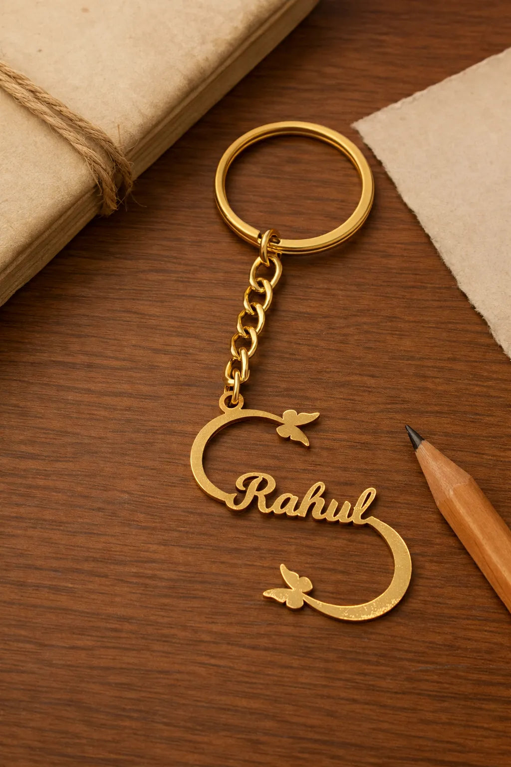 Custom Golden Butterfly Name Keychain