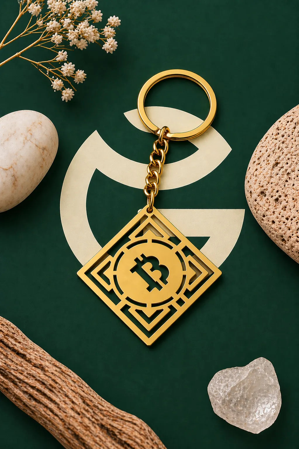 Fortune Bitcoin Art Charm Keychain