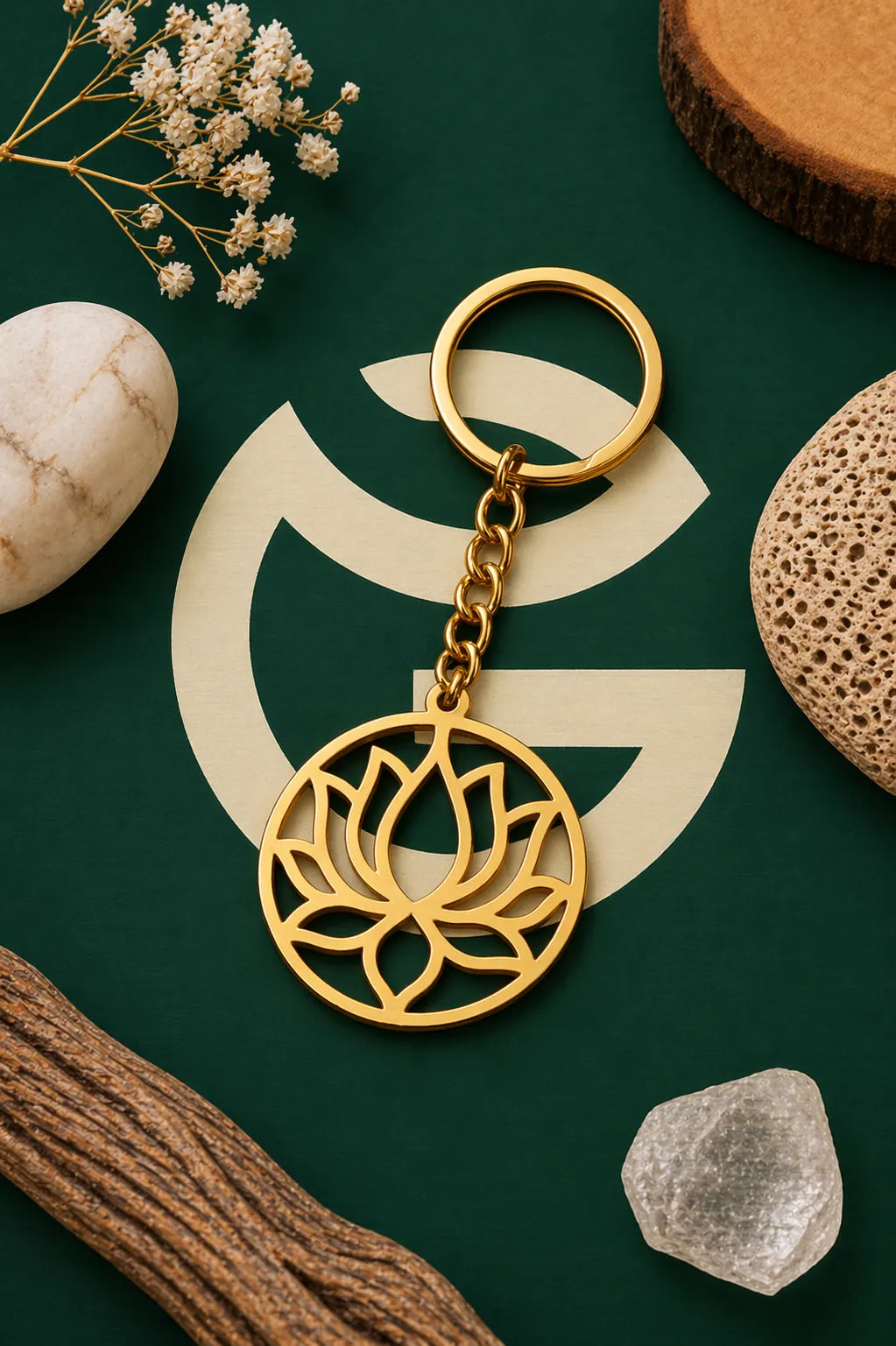 Sacred Lotus Flower Meditation Charm Keychain