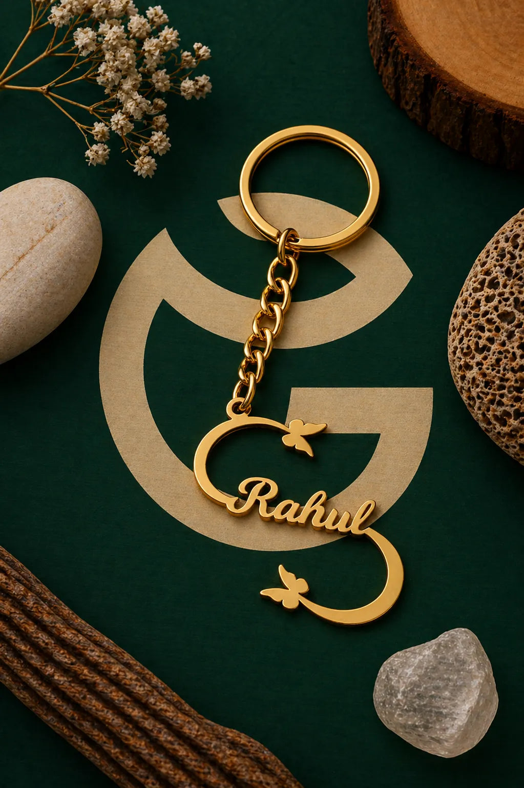 Custom Golden Butterfly Name Keychain