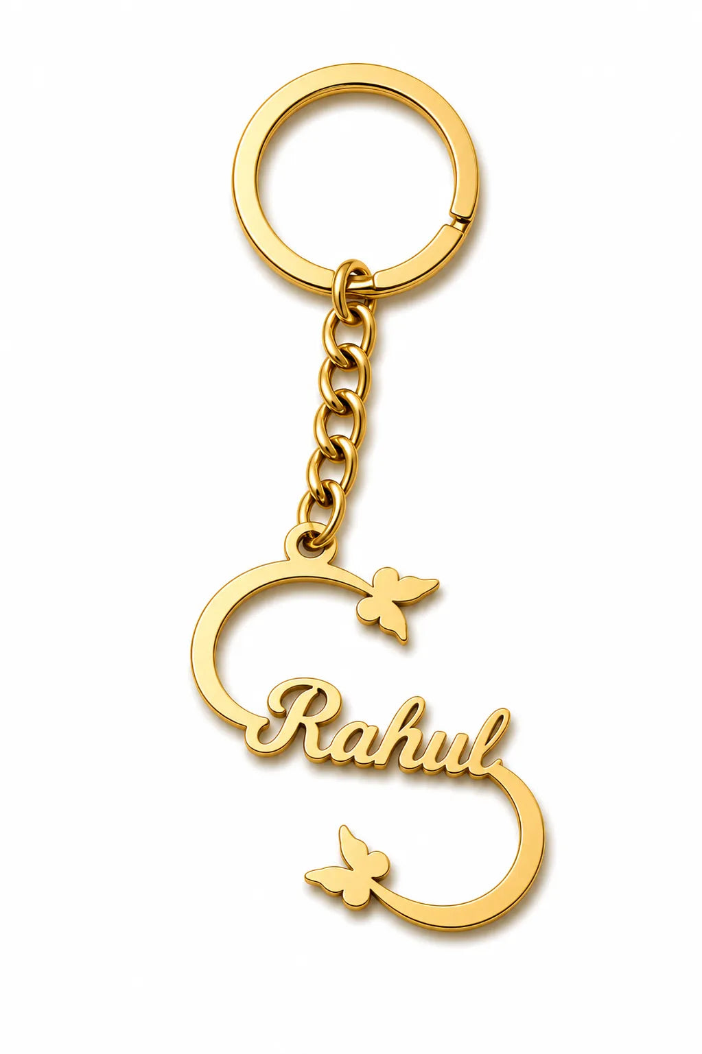 Custom Golden Butterfly Name Keychain