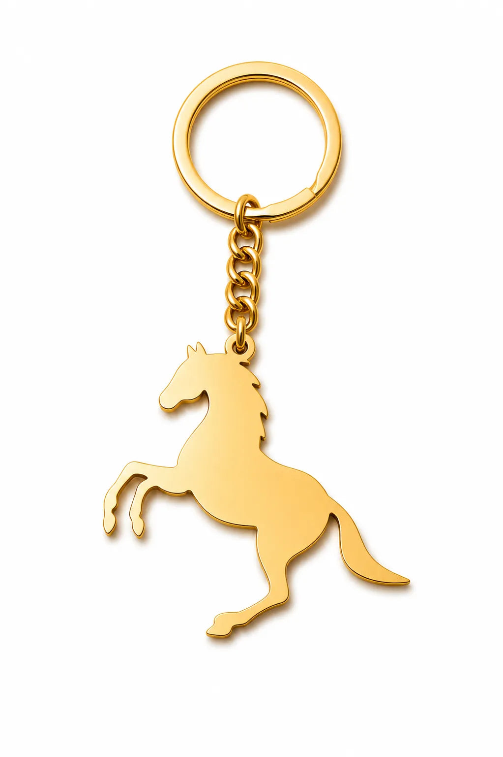 Golden Rearing Horse Silhouette Keychain
