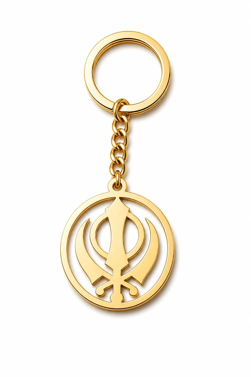 Golden Khanda Emblem Keychain