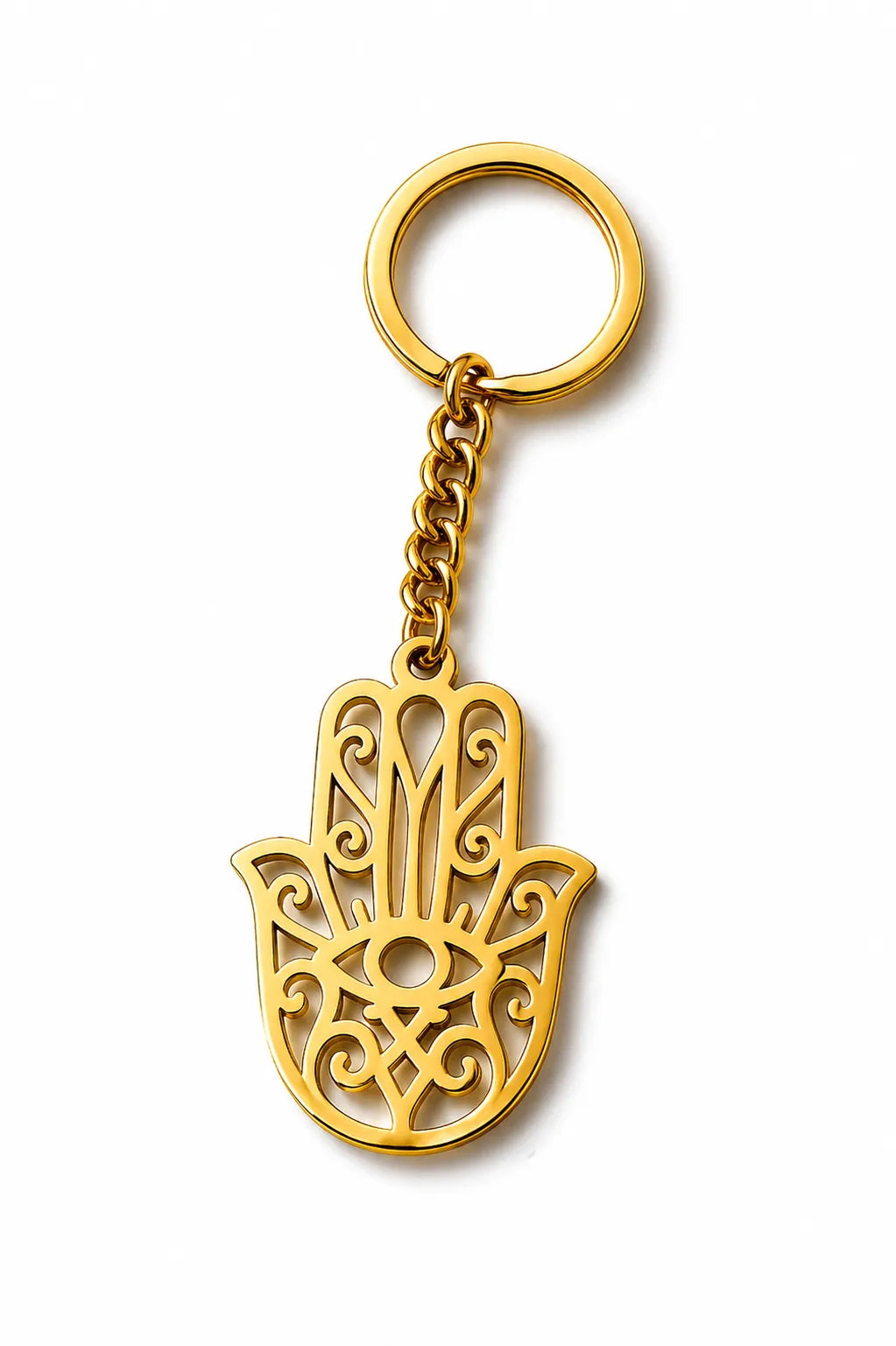 Golden Hamsa Hand Charm with Evil Eye