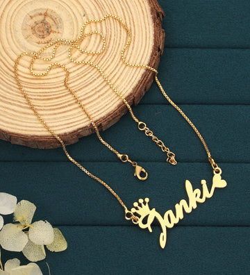 Crown & Heart Style Name Necklace