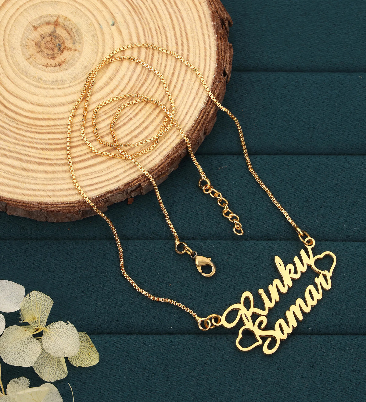 Single Heart Couple Name Necklace