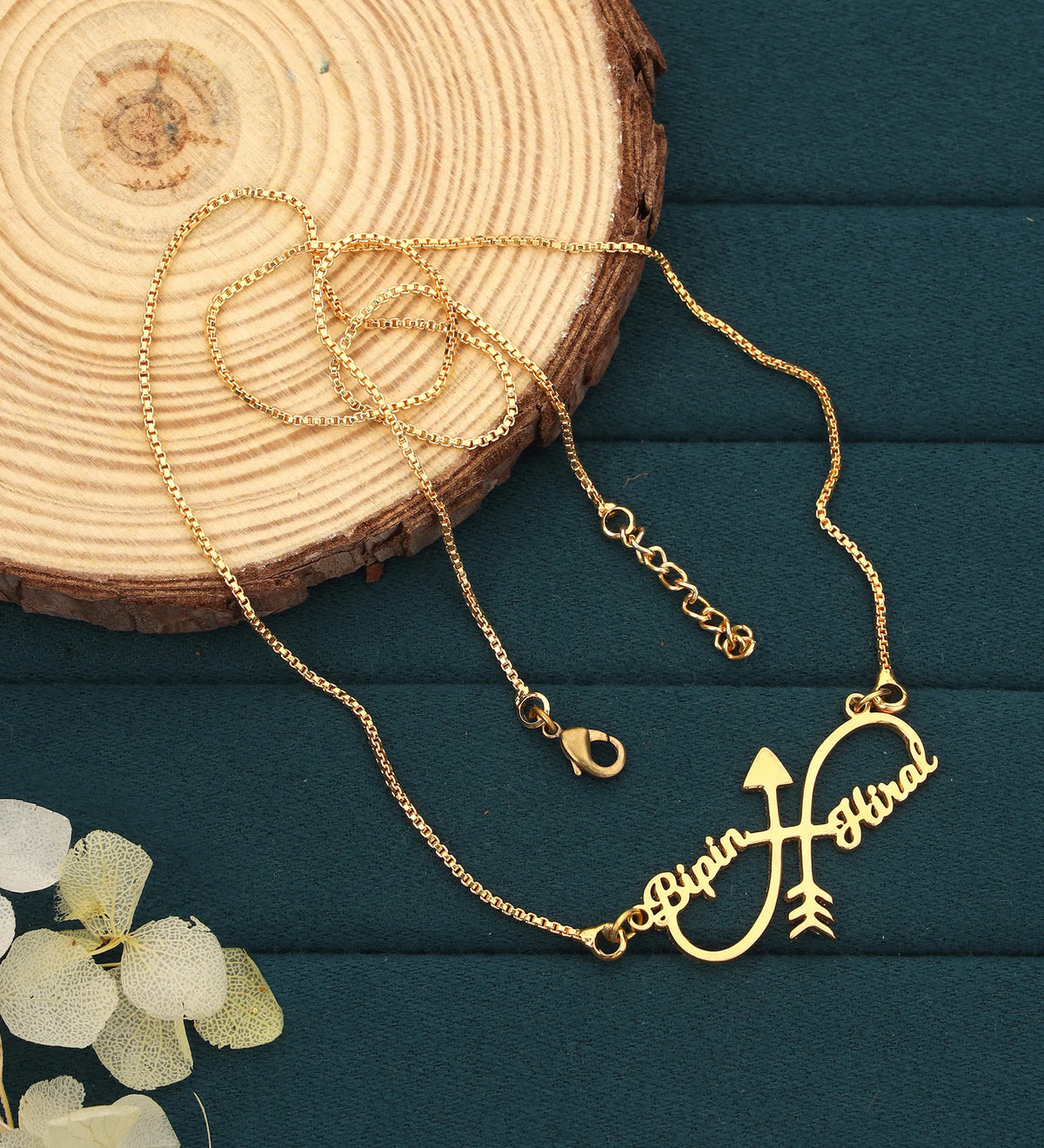 Infinite Arrow Couple Name Necklace