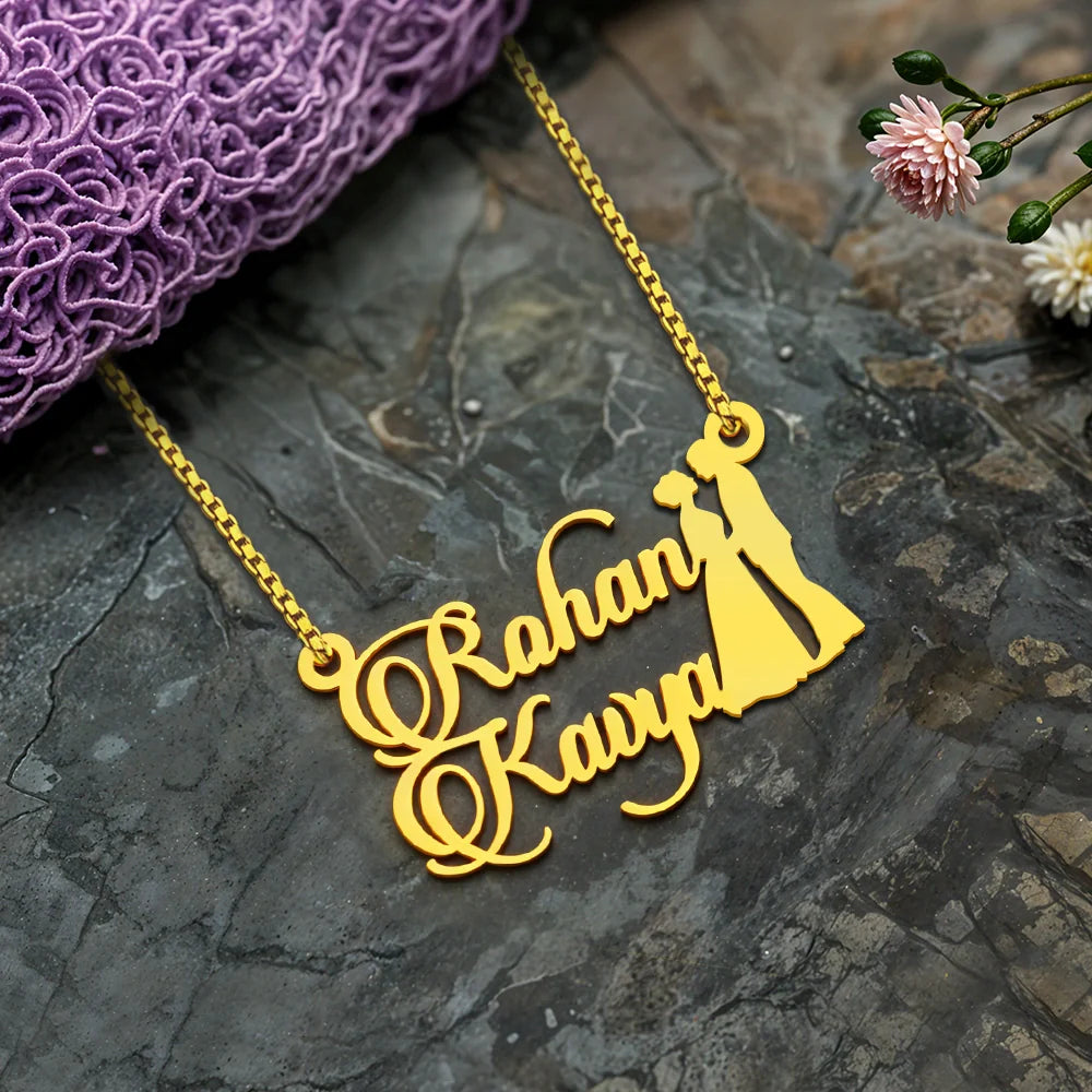 Boy Girl Couple Name Necklace