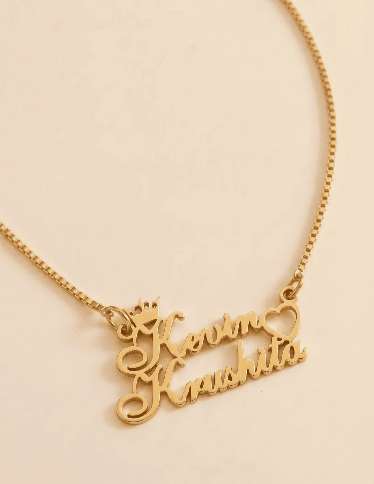 Crown and Heart Couple Name Necklace