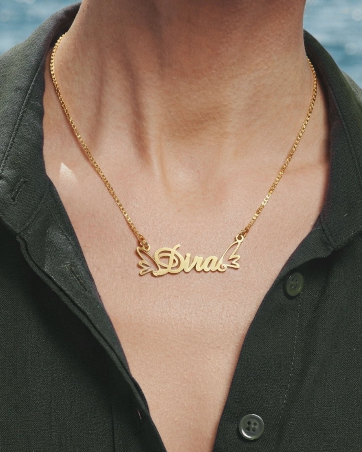 Pixie wings name necklace