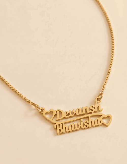 "Dual Heart" Couple Name Necklace