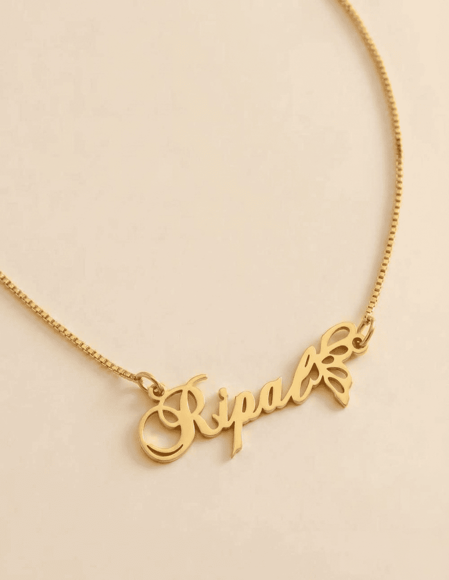 Graceful Wings Name Necklace