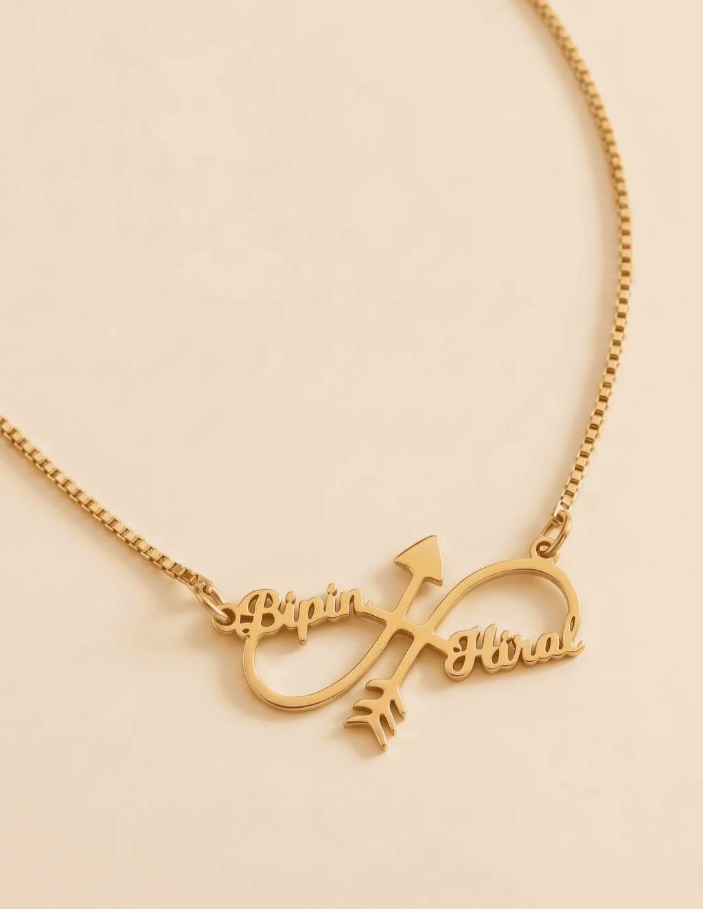 Infinite Arrow Couple Name Necklace