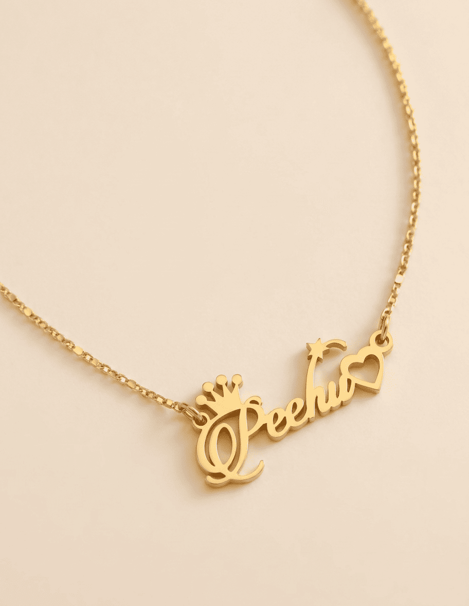 Queen Heart Name Necklace