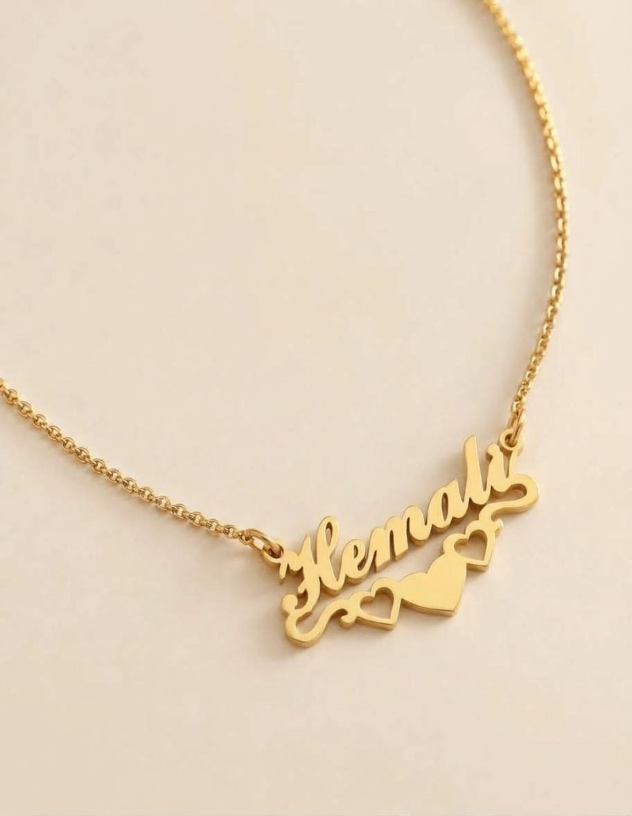 Tripple Heart Name Necklace