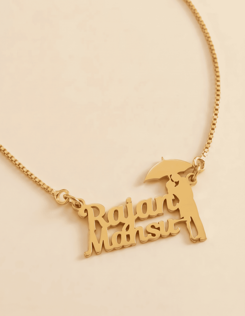 "Under My Umbrella" Personalized Couple Name Charm Necklace