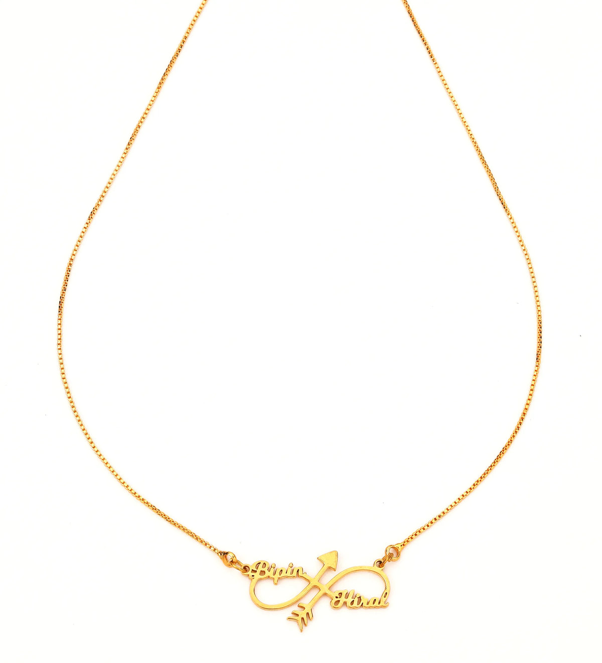 Infinite Arrow Couple Name Necklace