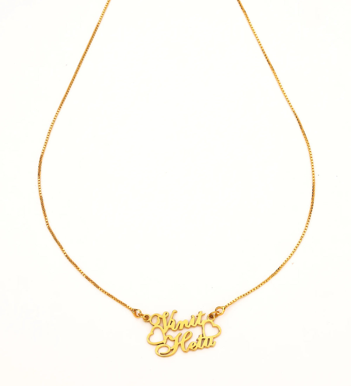 Two Hearts Couple Name Necklace
