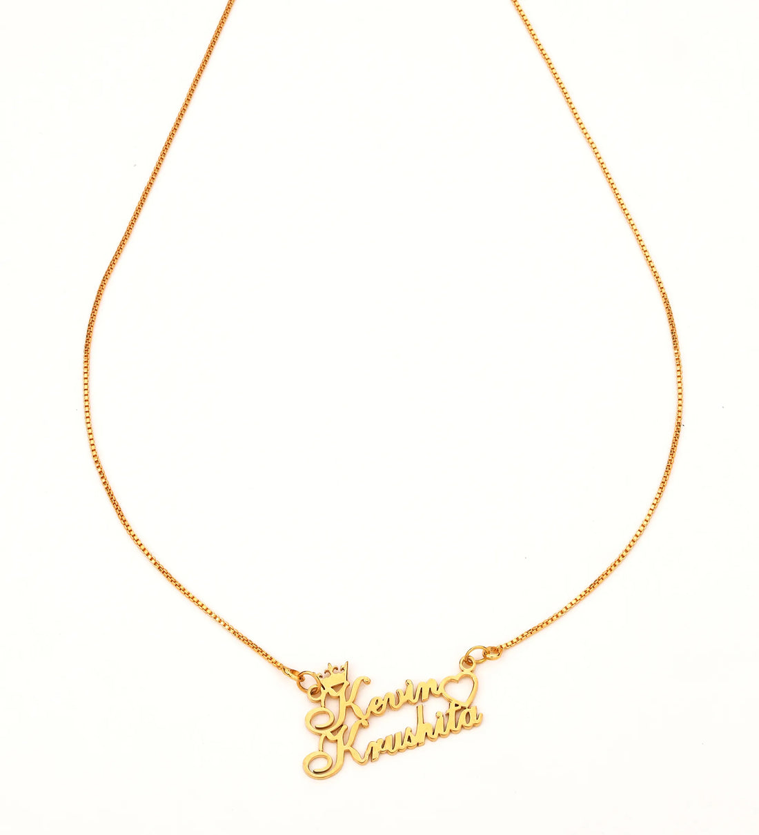 Crown and Heart Couple Name Necklace