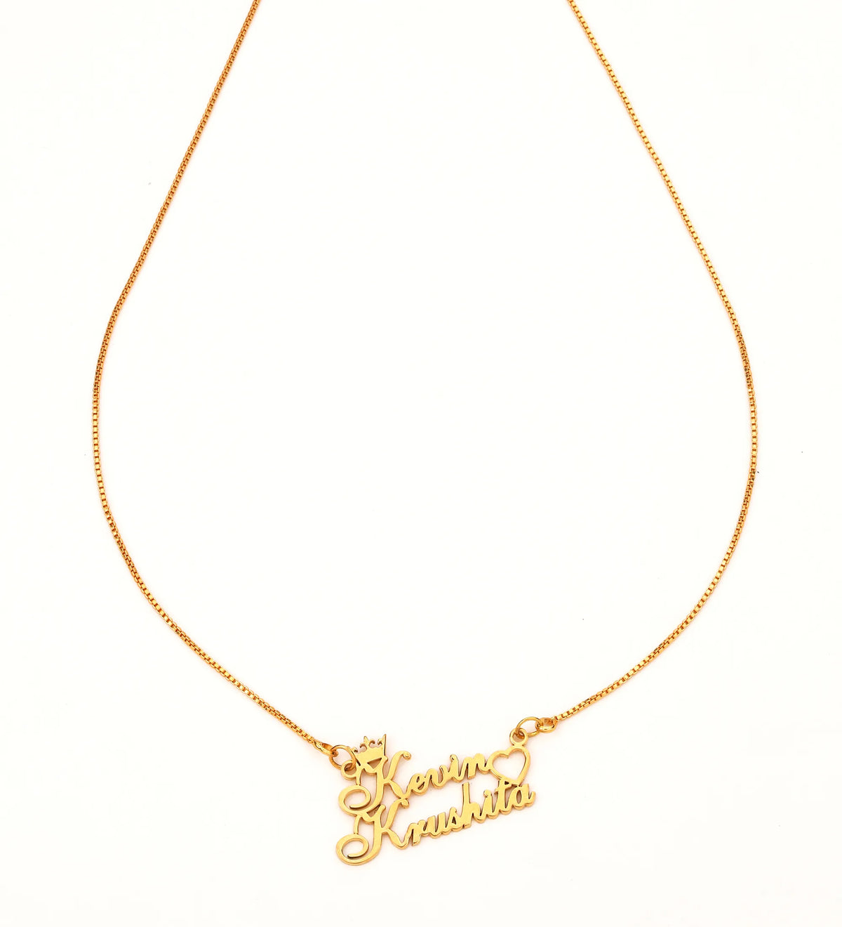 Crown and Heart Couple Name Necklace