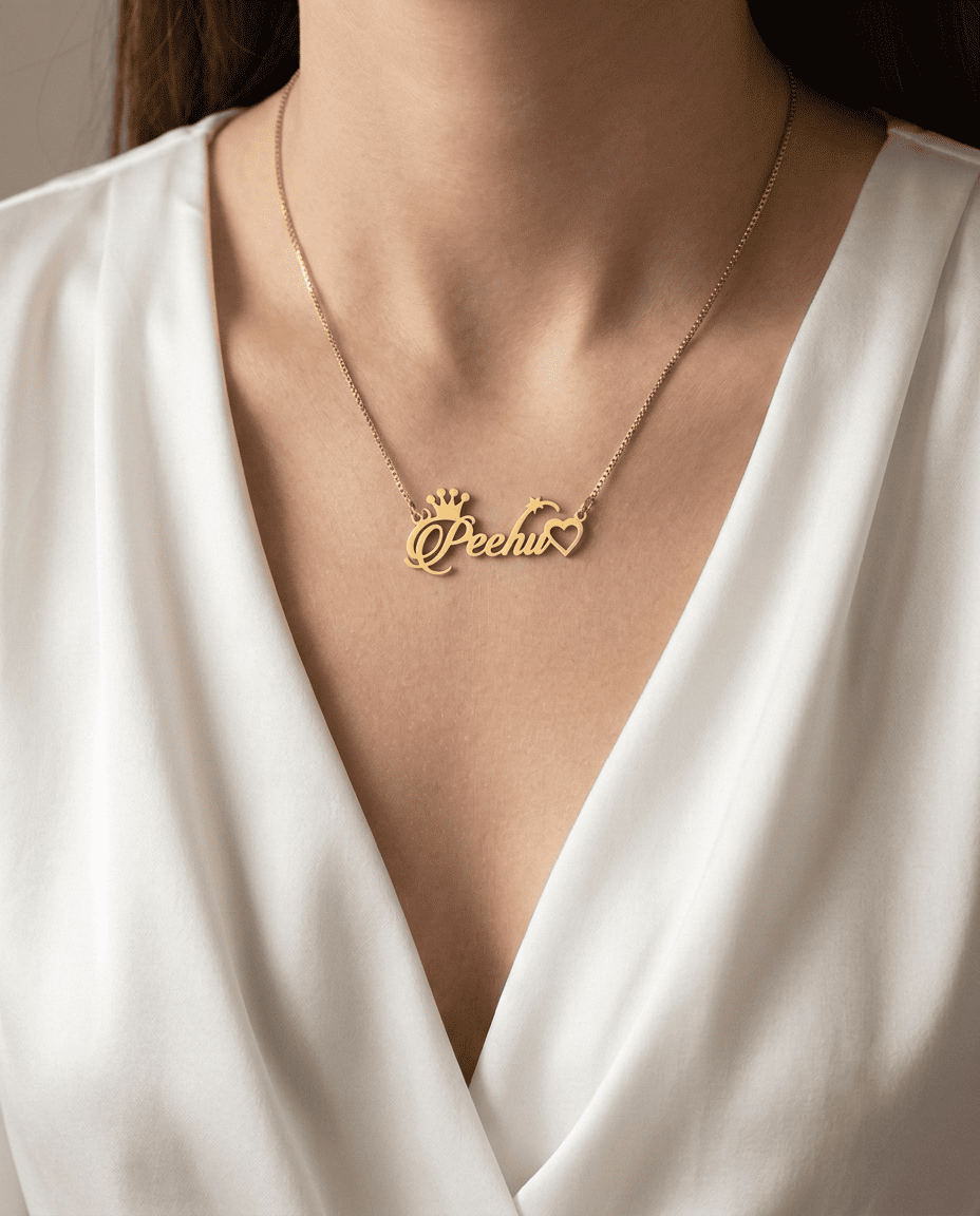 Queen Heart Name Necklace